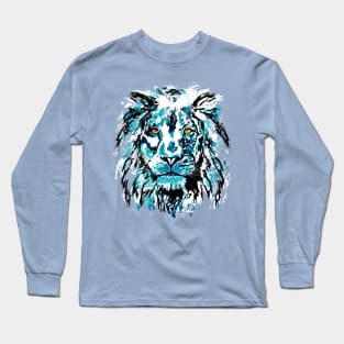 Colorful Lion - Blue Lion Head Beautiful Eyes Long Sleeve T-Shirt